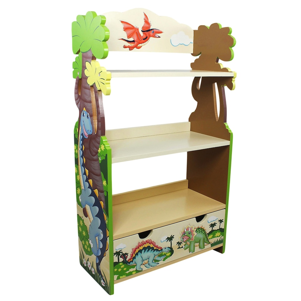 image 1 of Teamson Kids Dinosaur Kingdom Bookshelf Toy Furniture