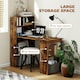 image 4 of HOMCOM 120cm Computer Desk Bookshelf Writing Table 6 Shelves Brown | Brown | Rustic Brown Wood-Effect | 120L x 55D x 120Hcm
