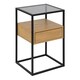 image 1 of Randolf Square Bedside Table with 1 Drawer in Black and Oak
