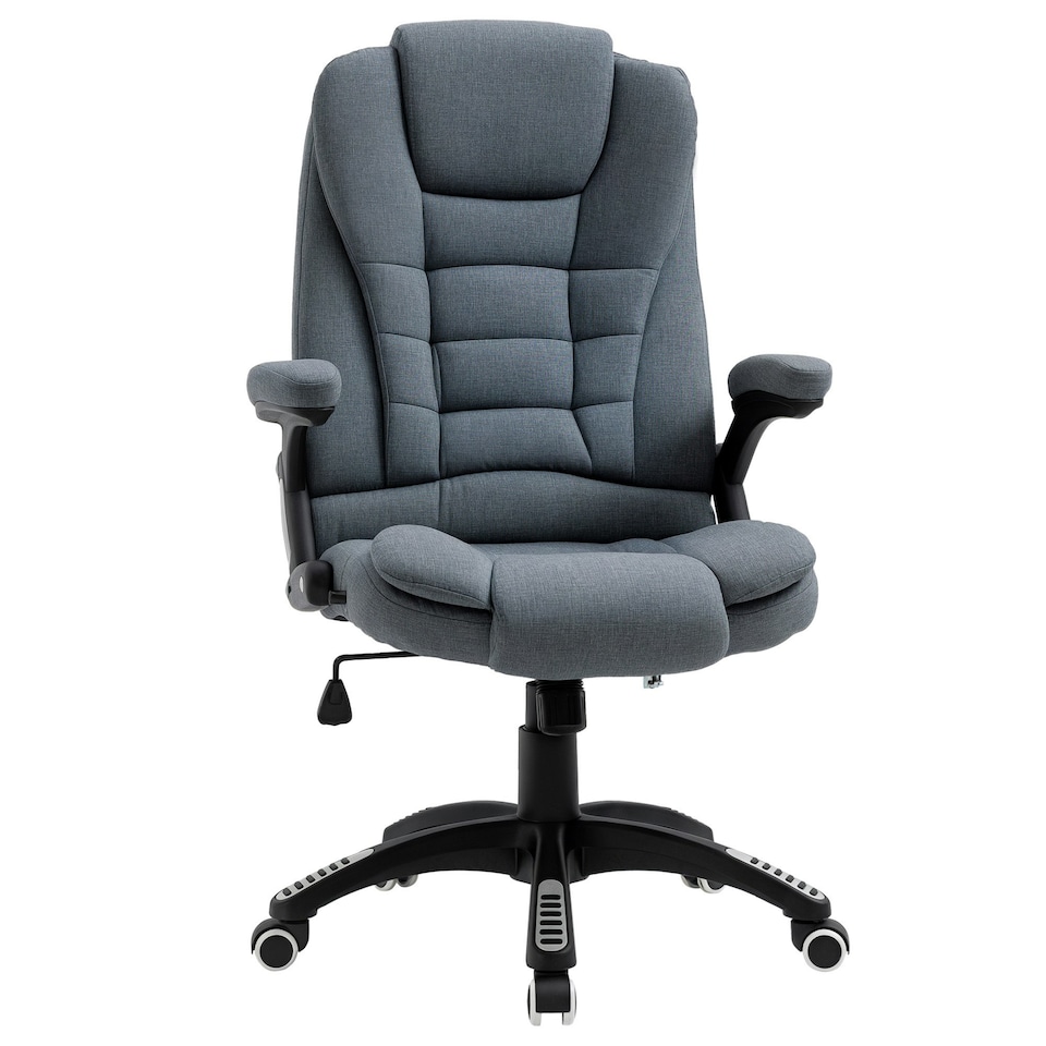 image 1 of Vinsetto High Back Home Office Chair Swivel Linen Fabric Desk Chair, Dark Grey