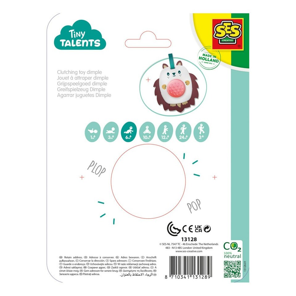 image 1 of SES CREATIVE Tiny Talents Hedgehog Clutching Sensory Dimple Toy