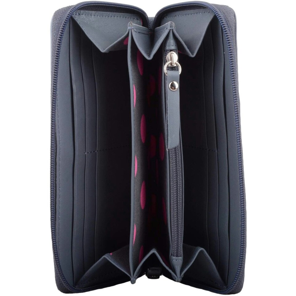 image 1 of Genuine Soft Leather Clutch Purse with Wrist Strap Pink | Raspberry/Fuchsia