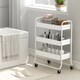 image 9 of HOMCOM 3-Tier Storage Trolley on Wheels, Rolling Utility Cart with Mesh Backets, Mobile Storage Cart for Kitchen, Bathroom, Bedroom, White | White | White
