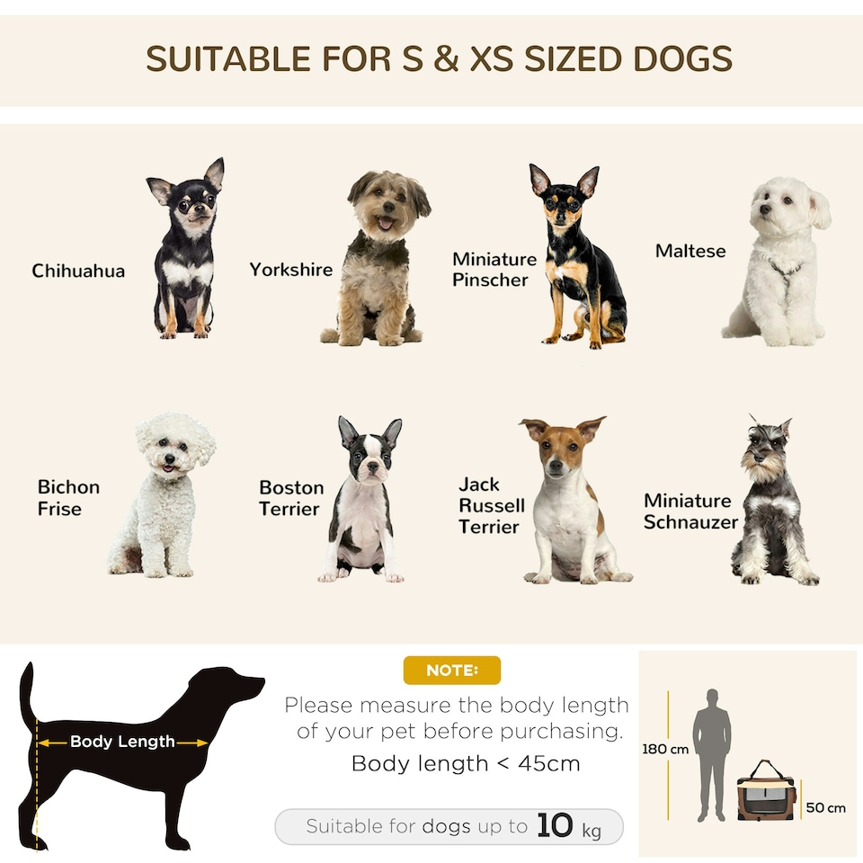 image 1 of PawHut 70cm Foldable Pet Carrier Bag Soft Travel Dog Crate for Small Dogs Brown