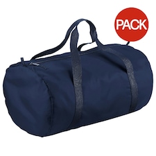 BagBase Packaway Barrel Bag / Duffle Water Resistant Travel Bag (32 Litres) (Pack of 2) - French Navy/French Navy - One Size Blue | One Size