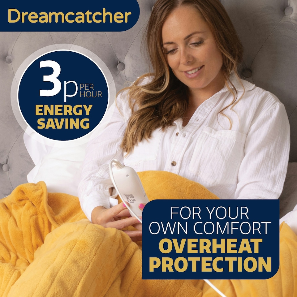 image 1 of Dreamcatcher Gold Soft Microfleece Electric Blanket Heated Throw 160x120cm | Gold | Gold | One Size | 1