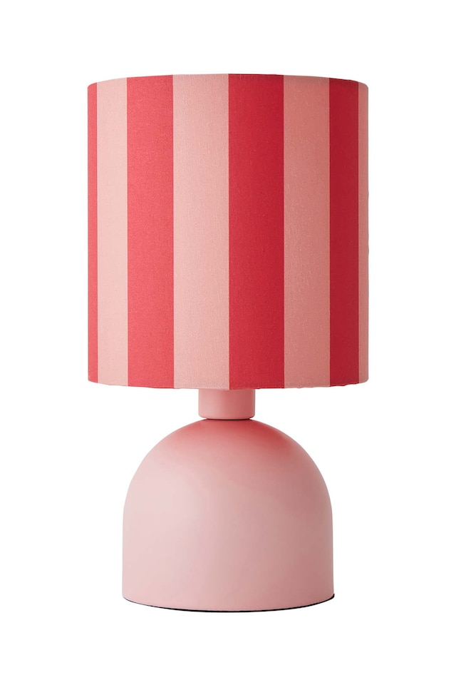 image 1 of ValueLights Miley Pink Stripes Shade Pink Table Lamp & Bulb | Pink