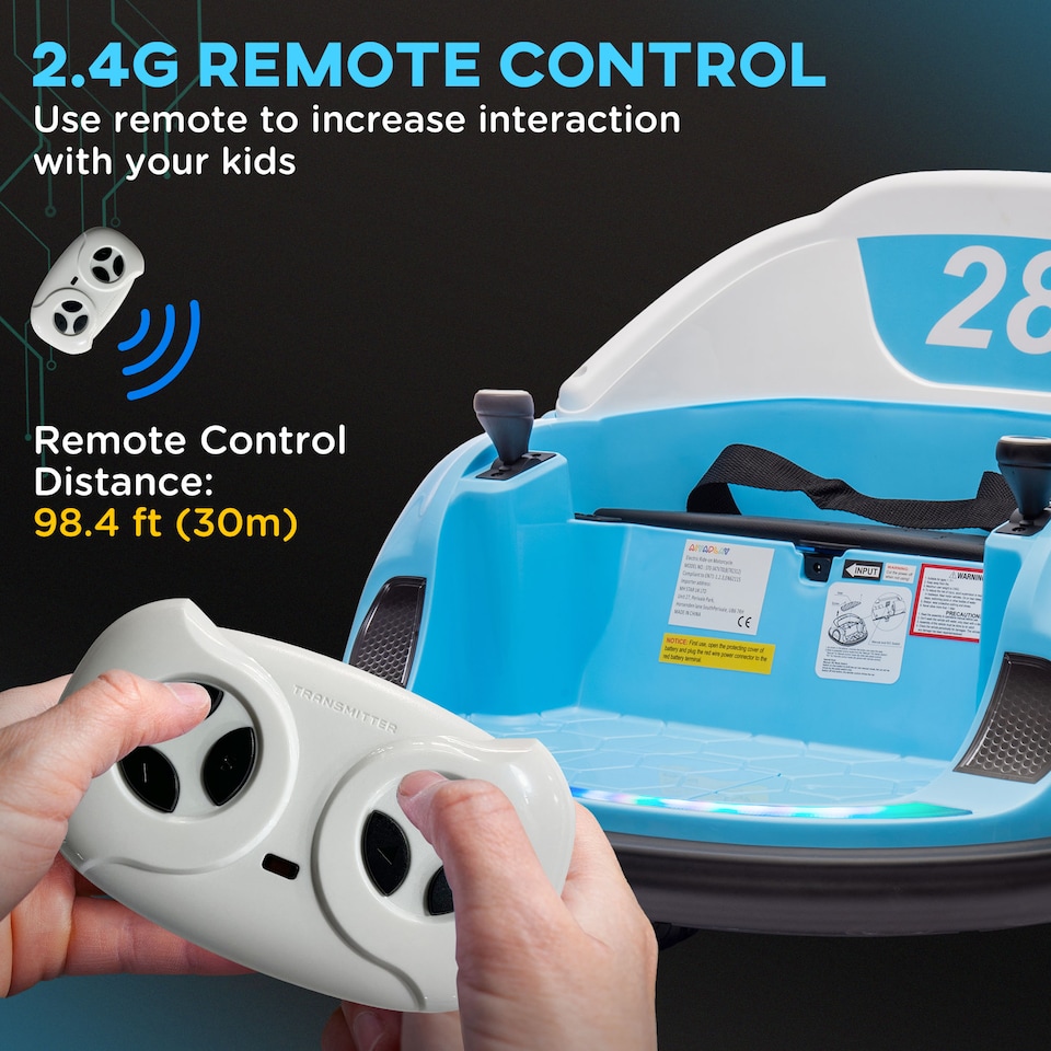 image 1 of AIYAPLAY 360° Rotation 12V Kids Bumper Car w/ Remote Control | Blue