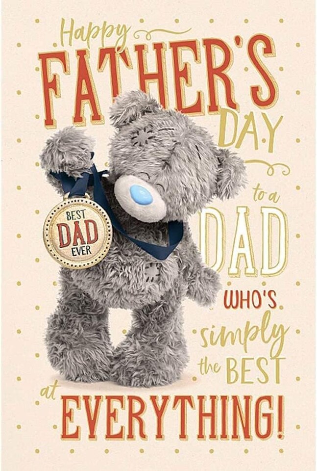 image 1 of Bear Holding Medal Best Dad 3D Holographic Father's Day Card
