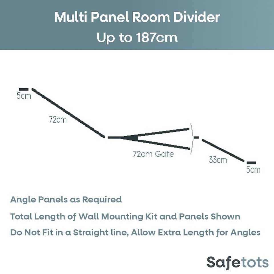 image 1 of Safetots Premium Multi Panel Room Divider, up to 187cm Wide, Grey, 70cm Tall, Flexible Barrier with Door for Baby and Toddler | Grey