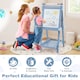 image 8 of COSTWAY Foldable Easel Kids 3-in-1 Double-sided Art Easel w/Chalkboard-Blue