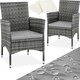 image 1 of Garden Chair Nantes Set of 2 - durable polyrattan, 2 sets of cushion covers Grey | Light Grey