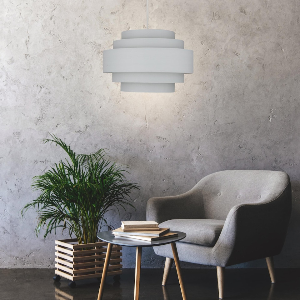 image 1 of Pair of Light Grey 5 Tier Light Shades | Grey | Large | 2