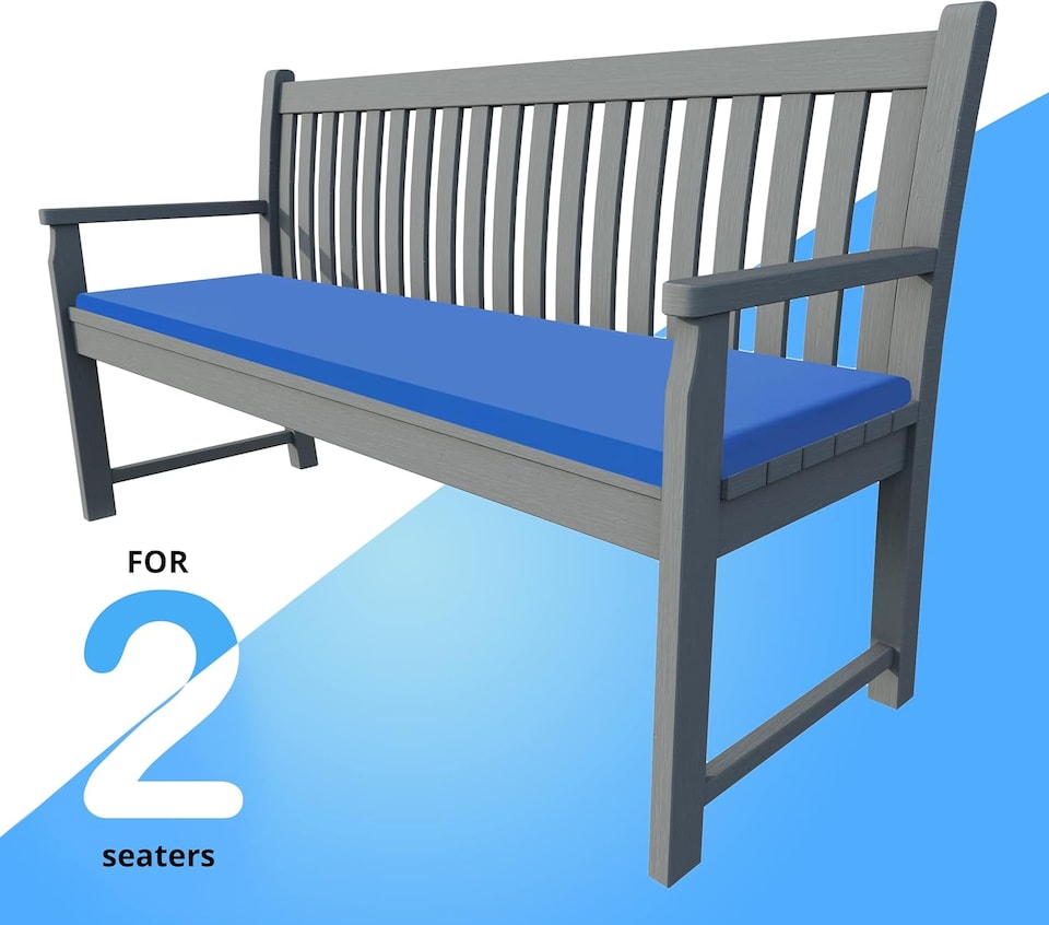 image 1 of Waterproof Garden Bench Cushion 2 Seater I Indoor & Outdoor Bench Seat Pad | Royal Blue