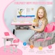 image 3 of HOMCOM Kids Desk and Chair Set Adjustable Height Study Table Set w/ Drawer 