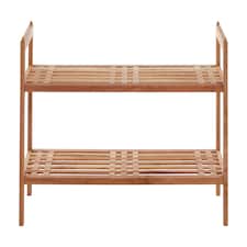Arla 2 Tier Stackable Walnut Wood Shoe Rack Cream