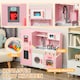 image 3 of AIYAPLAY Toy Kitchen, Pretend Role Play Kitchen, Kids Kitchen Set with Lights and Sounds, Double Stoves, Ice Maker, Chalkboard, Microwave, Oven, Sink, 5 Accessories, Pink