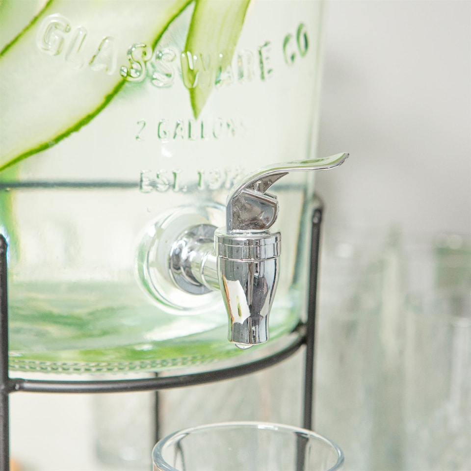 image 1 of Rink Drink Glass Drinks Dispenser with Tap & Black Stand - 8.7L