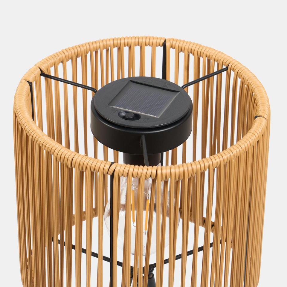 image 1 of OHS Rattan Solar Floor Lamp Cordless Outdoor Garden Light Auto Sensor | Bronze | Natural