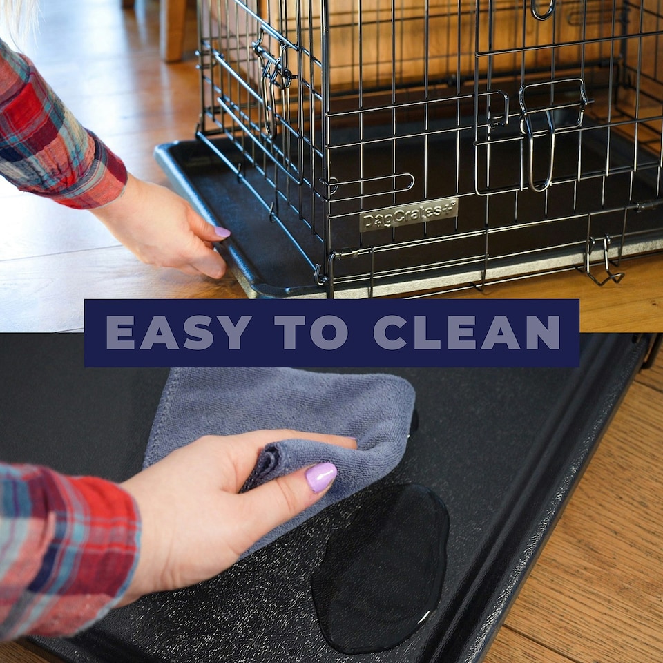 image 1 of DogCrates+ 42-Inch XL Dog Crate with Dual Doors, Removable Metal Tray & Foldable Frame – Black Black | XL