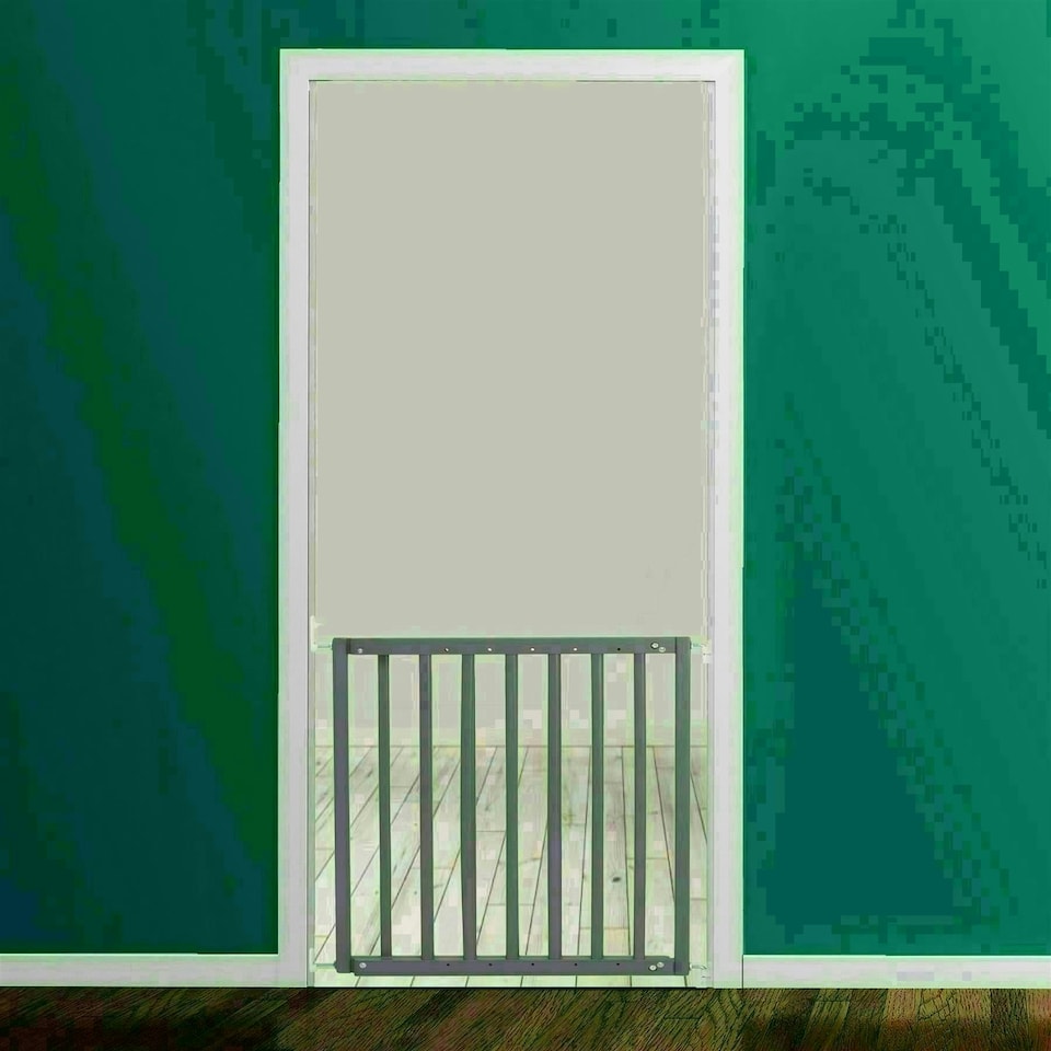 image 1 of Safetots Chunky Wooden Screw Fit Stair Gate, Grey, 63.5cm - 105.5cm, Wood Baby Gate, Screw Fit Safety Barrier