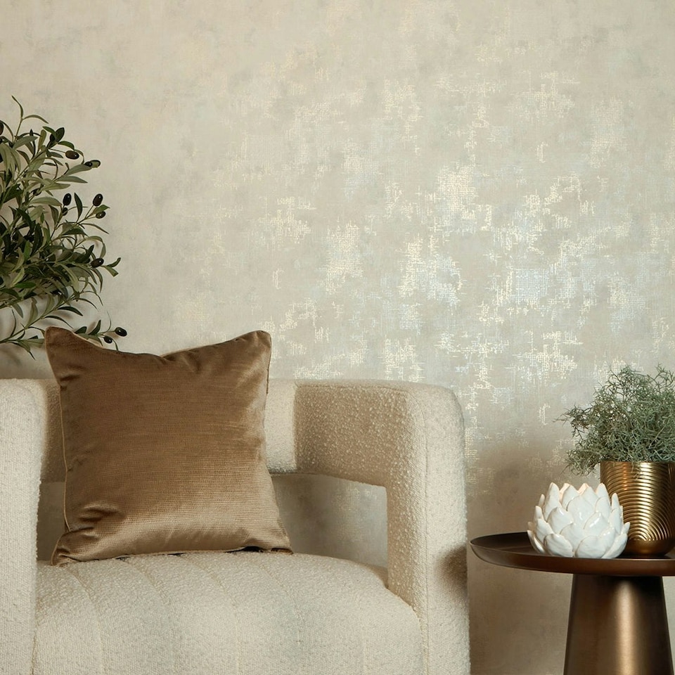 image 1 of Concrete Couture Wallpaper in Cream and Gold Multi