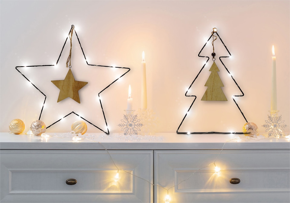 image 1 of St Helens METAL Christmas TREE SHAPE WOODEN HANGING CENTRE