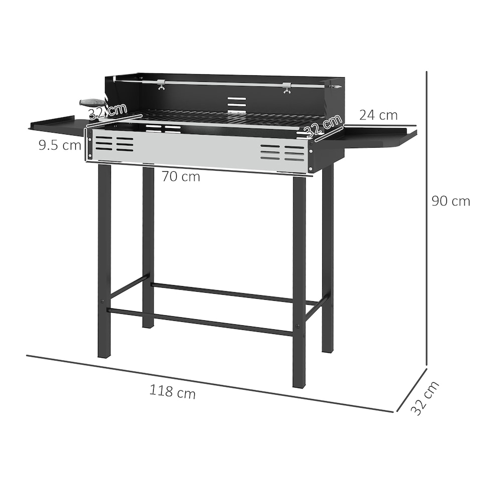 image 1 of Outsunny BBQ Rotisserie Charcoal Spit Roasting Machine w/ 3-Tier Grill Grate