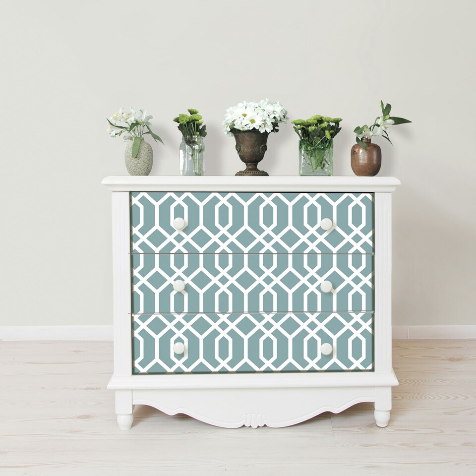image 1 of NuWallpaper NU1691 Montauk Lattice Hemlock Peel & Stick Wallpaper, Hemlock Blue Multi