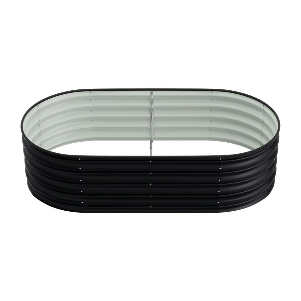 image 1 of Living and Home Oval Galvanized Steel Raised Garden Bed- Black