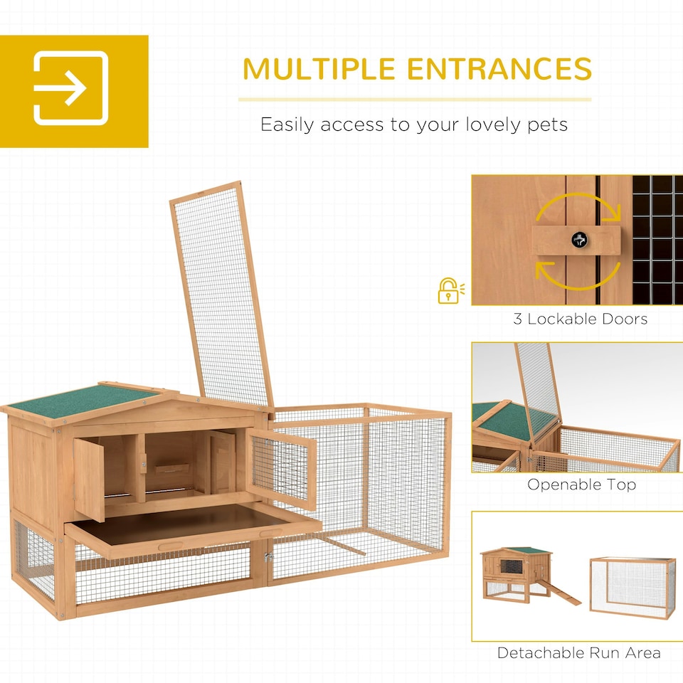 image 1 of PawHut Rabbit Hutch, Guinea Pig Hutch 2 Tier with Run for Outdoor Garden
