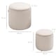 image 3 of HOMCOM Set of 2 Round Ottoman with Storage, Fabric Vanity Stool for Makeup, Footrest Stool with Removable Lid for Living Room & Bedroom, Cream White