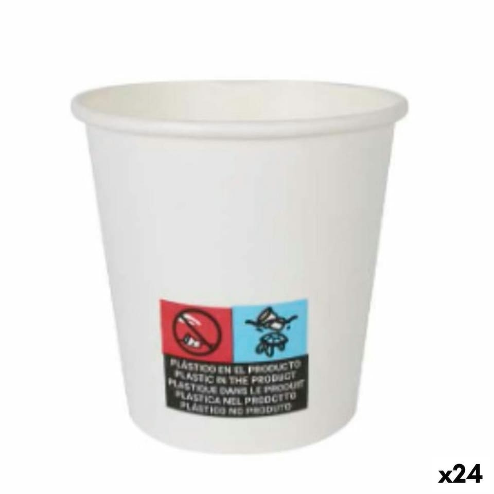 image 1 of Set of glasses Algon Cardboard Disposable White 24 Units 120 ml (100 Pieces) N/A