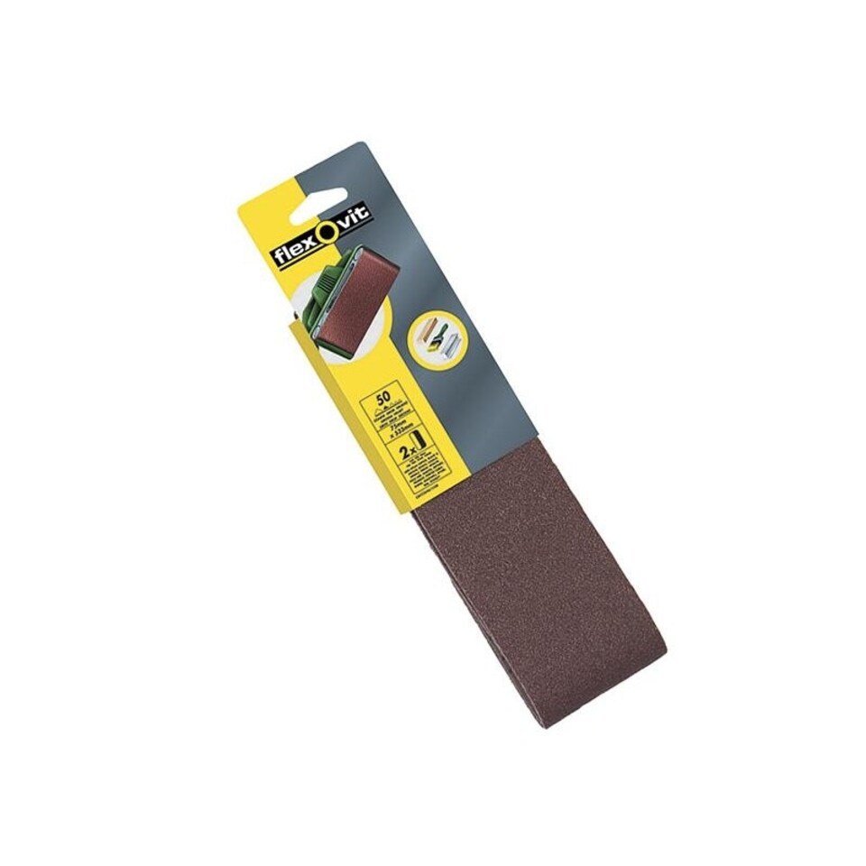 Flexovit Cloth Sanding Belt - Multi Colour - 533 x 75mm 80G Medium (Pack of 2)