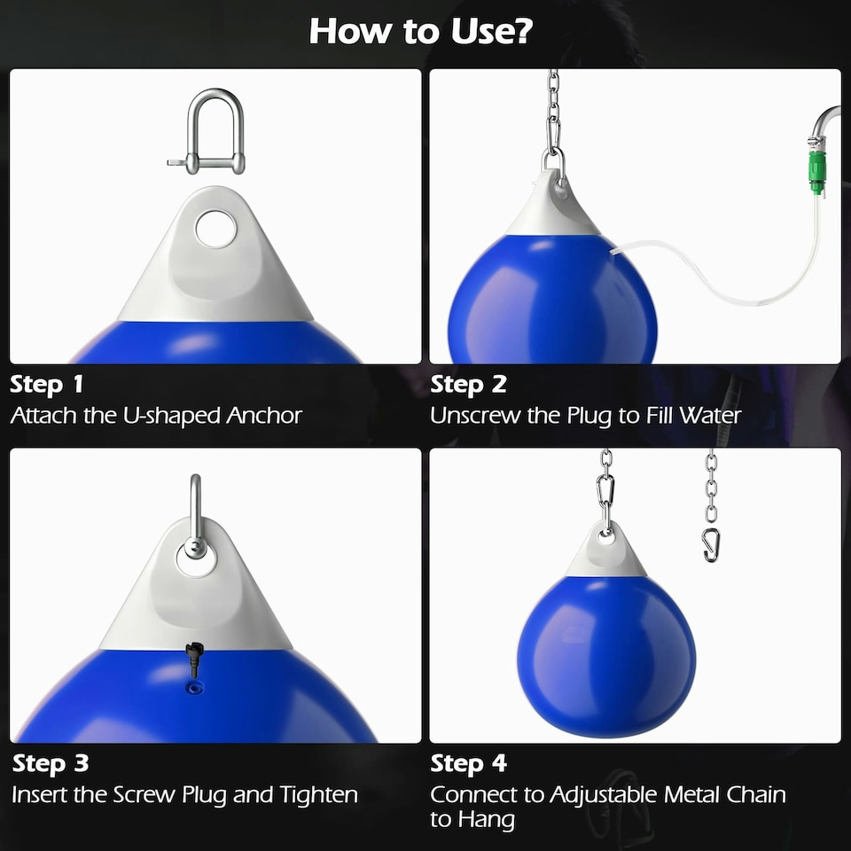 image 1 of COSTWAY 18 Inch Water Punching Bag 50 kg Heavy Bag Blue Blue