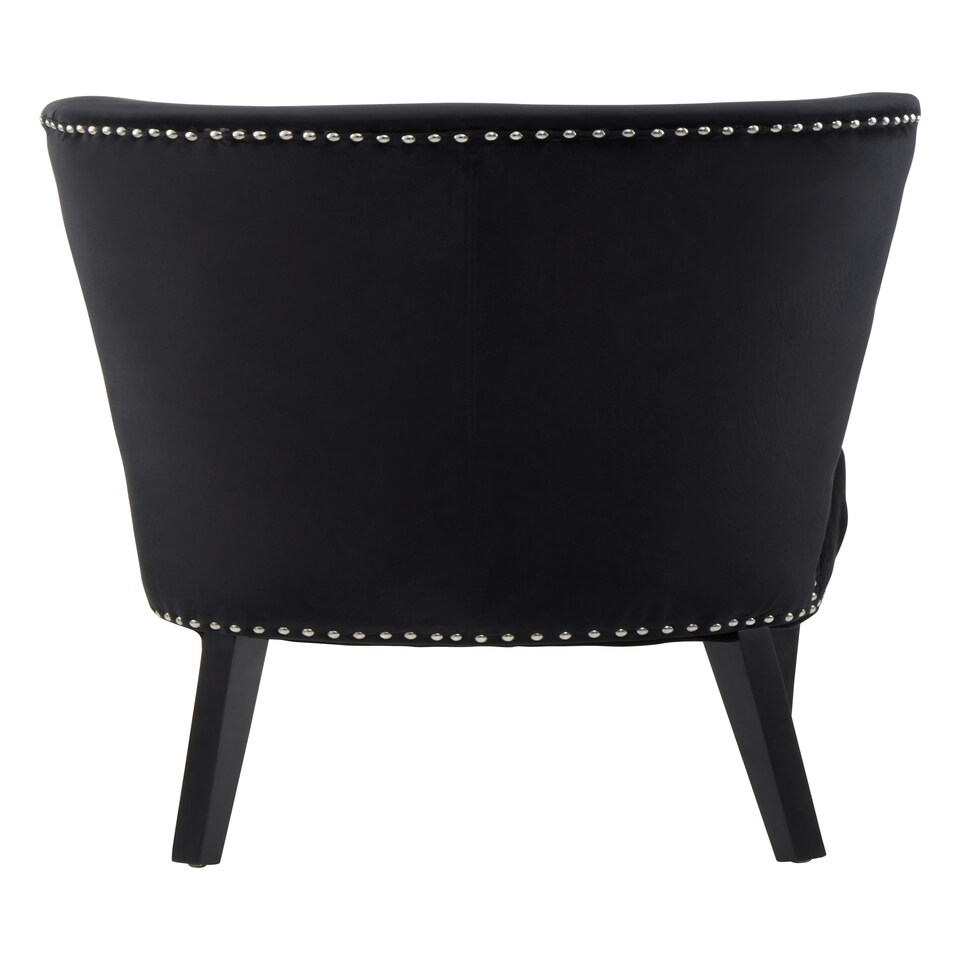 image 1 of Interiors by Premiers Black Velvet Dining Chair, Dining Room Accent Chair, Velvet Upholstered Wing Chair with Wooden Legs