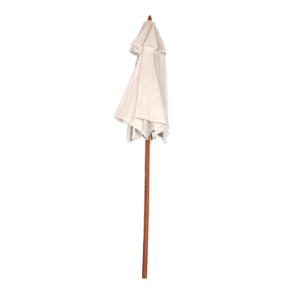 image 1 of Oypla 2.1m Wooden White Garden Parasol Outdoor Patio Umbrella Canopy White