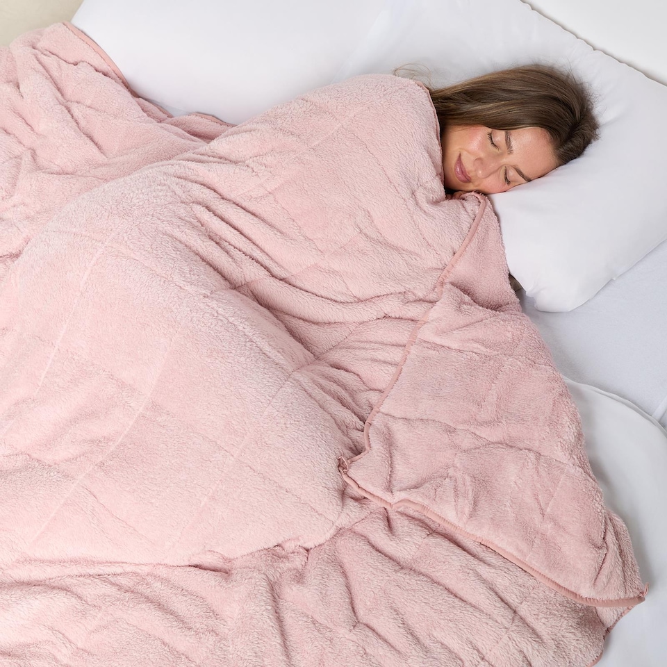 image 1 of OHS Teddy Fleece 4kg Weighted Blanket Sensory Sleep Therapy 125 x 150cm