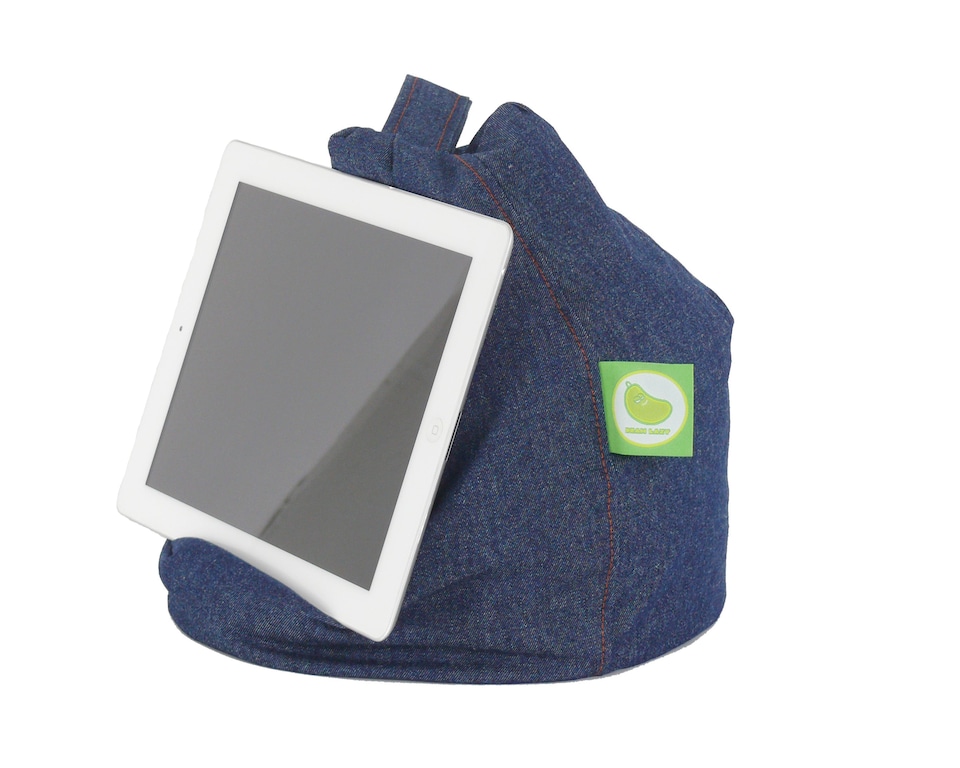 image 1 of Bean Lazy Denim Tablet eReader and Book Mini Bean Bag