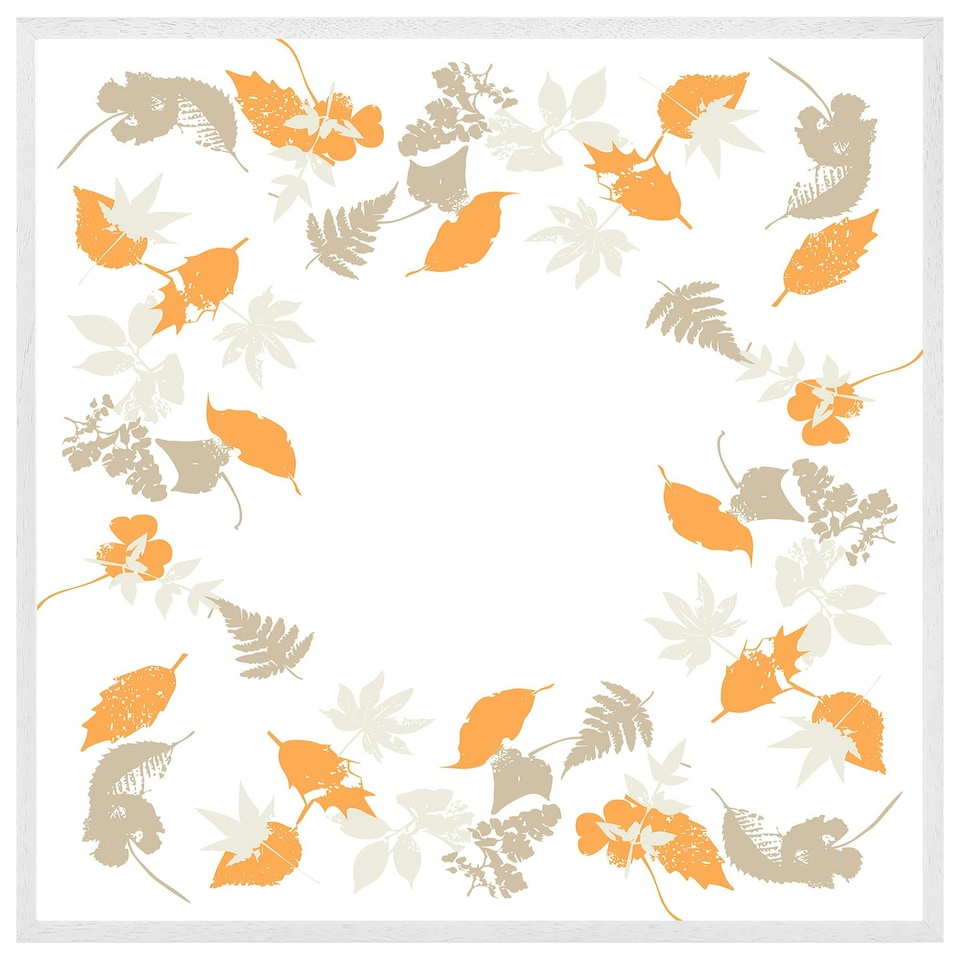 image 1 of Orange & grey autumn leaves (Picture Frame) White | M