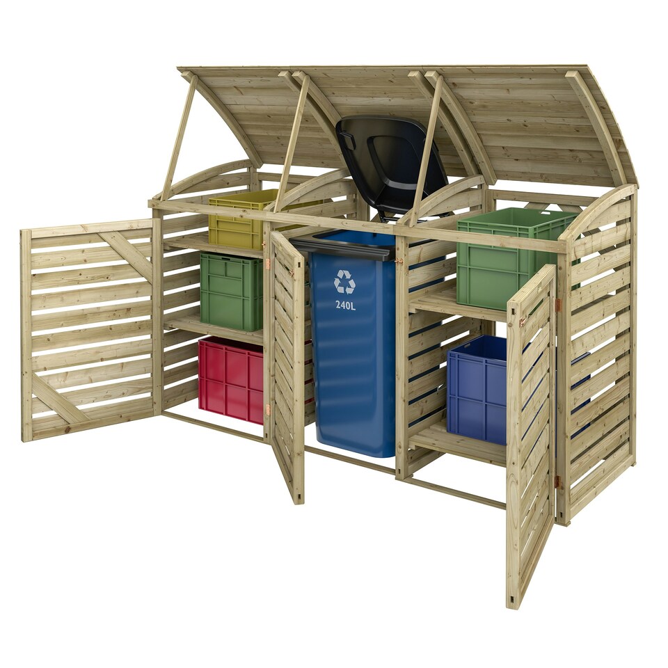 image 1 of Rowlinson Timber Single Bin Store With Double Box Store Brown