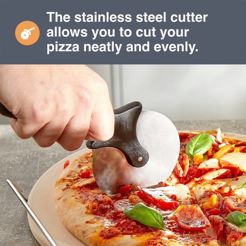 image 1 of VonShef Pizza Stone Set, 13" Baking Stone with Cutter & Stand