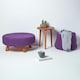image 6 of Homescapes Purple Large Round Cotton Knitted Footstool on Legs
