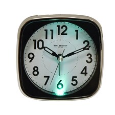 Hometime Square Alarm Clock - Sweep/Light/Snooze - Black Black