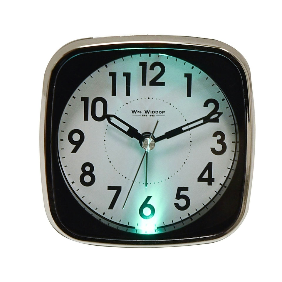 image 1 of Hometime Square Alarm Clock - Sweep/Light/Snooze - Black Black