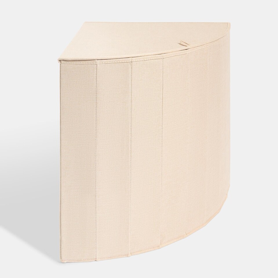image 1 of OHS Corner Laundry Basket Foldable Hamper with Lid | Cream | Natural