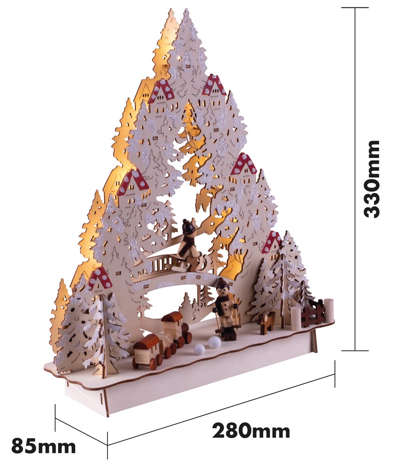 image 1 of St Helens Wooden Xmas Scene with LEDs