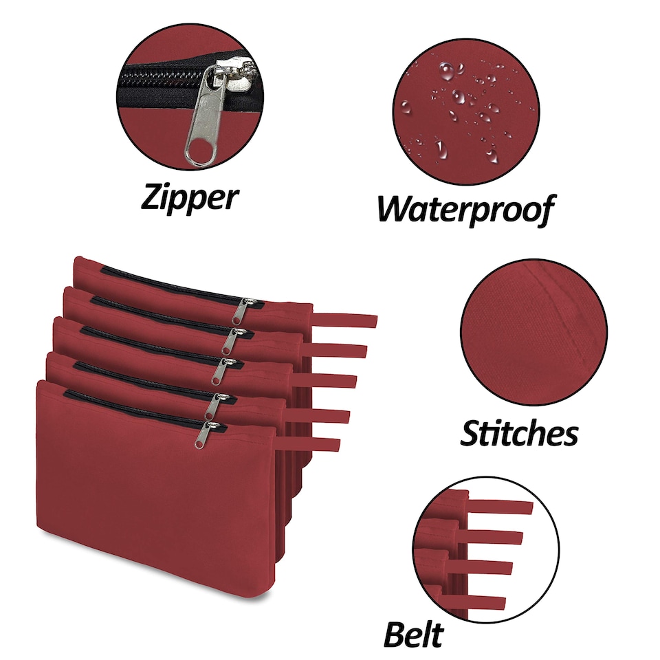 image 1 of Covers&All Tool Bag, 18 Oz Heavy Duty Waterproof Pouch with Sturdy, 7 in L x 11 in W x 7 in H, Red
