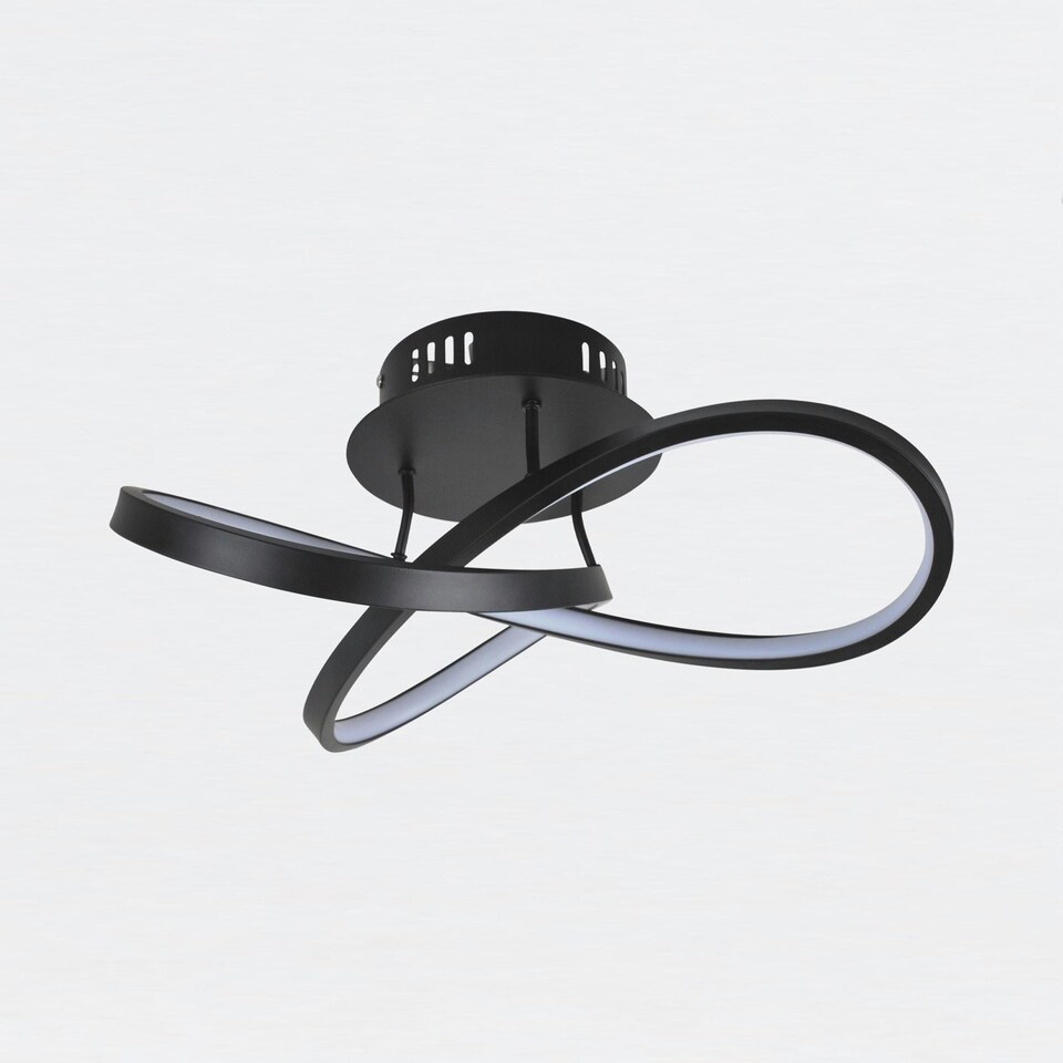 image 1 of First Choice Lighting Matt Black LED Loop Ceiling Light Black | White