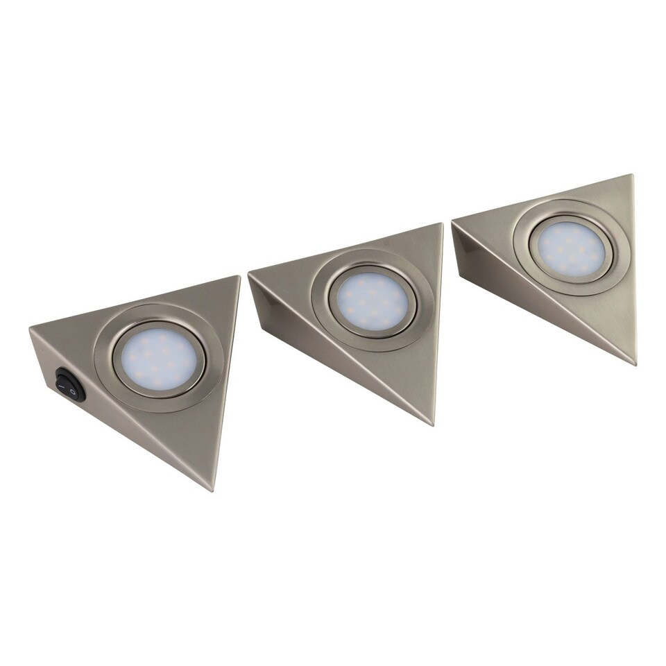 image 1 of Set of 2 Puck - Brushed Steel LED Under Cabinet Kits Silver